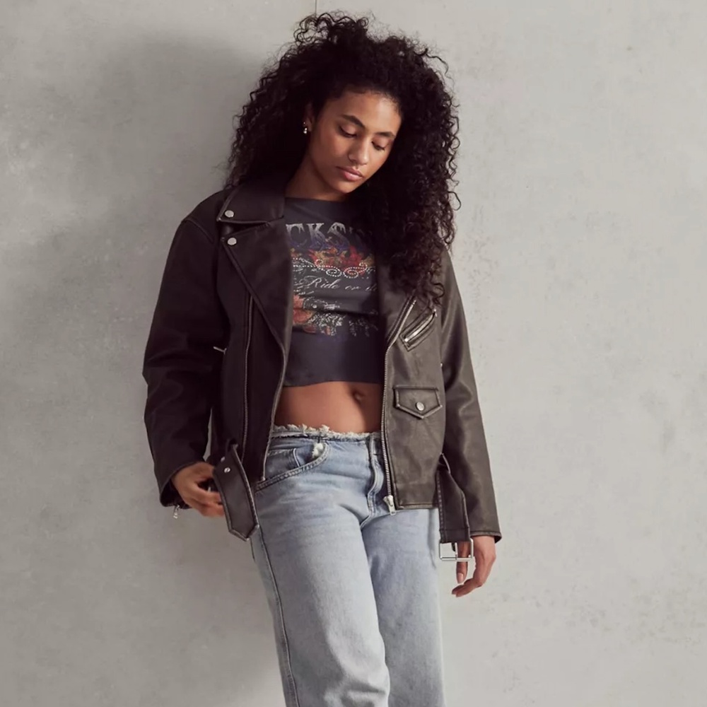 UO Faux Leather Biker Jacket
